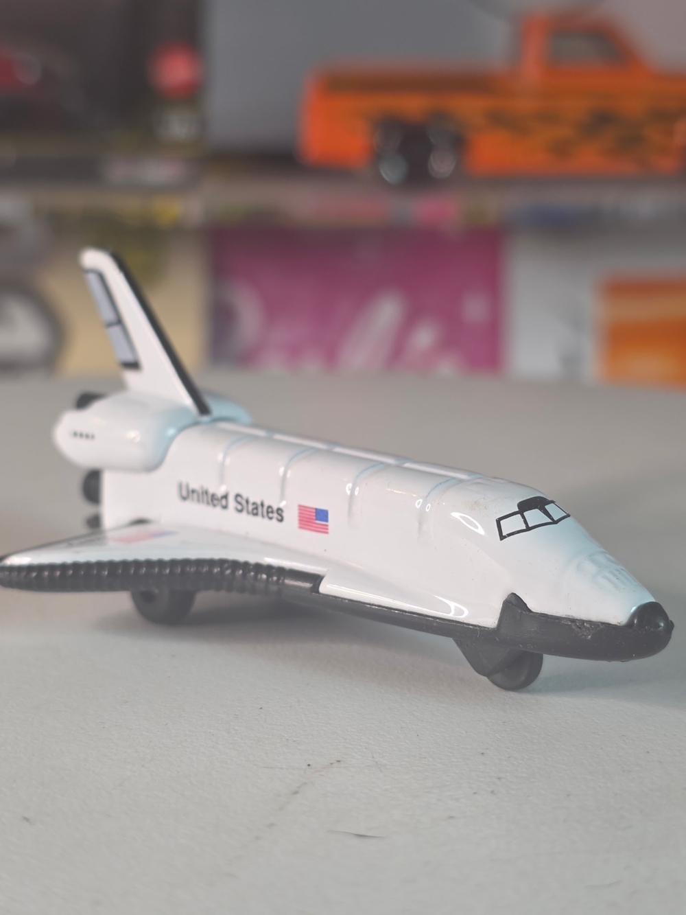 White Kids Space Shuttle Toy - United States Flag